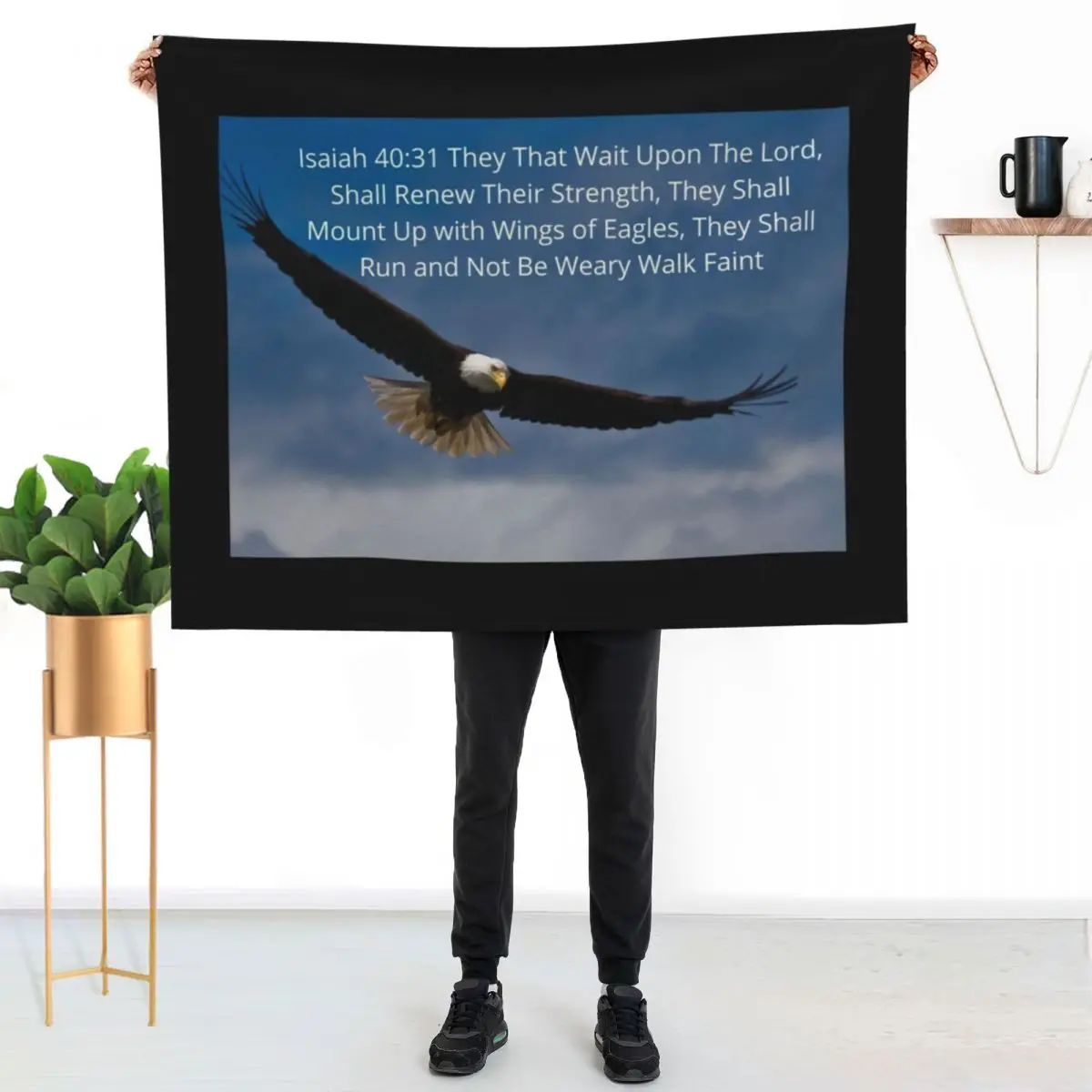 Isaiah 40 vs 31 On Eagles Wings Throw Blanket Soft Solid Color Blanket for Couch Bed