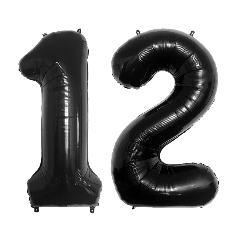 Schwarze 32 Zoll 10 11 13 30 33 55 Nummerierte Folienballons Geburtstagsfeier-Dekorationen Geburtstagsballons Jubiläums-Partyzubehör – Detail 1