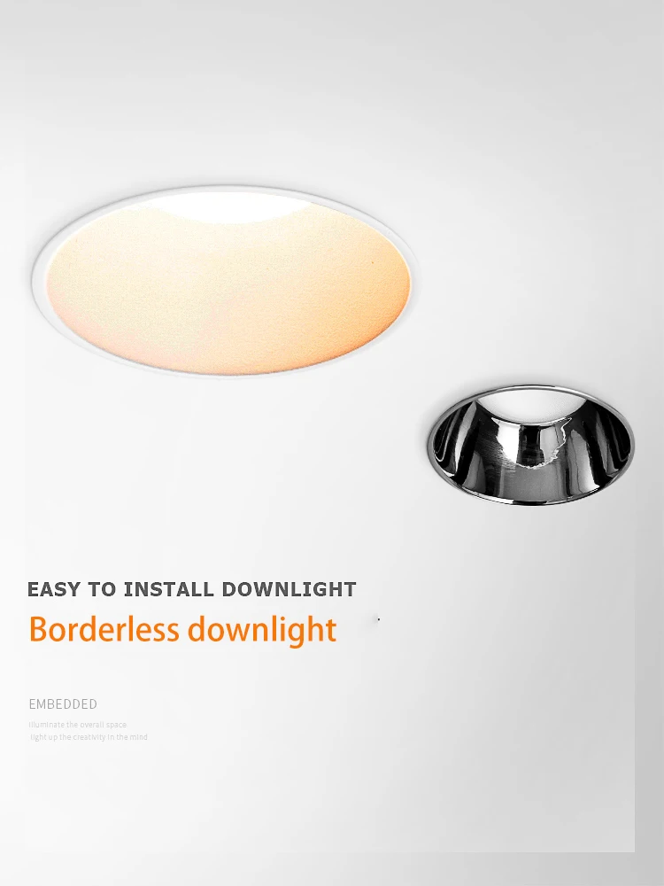 BRGT Borderless LED Downlight Recessed Spot Light 8W Ceiling Lights Focus Lamp 75mm 220V For Kitchen Living Room Indoor Lighting