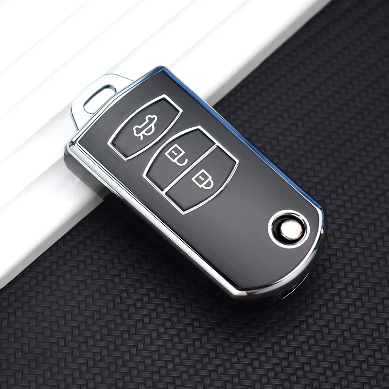 2 3 Buttons TPU Key Holder For Mazda 2 3 5 6 CX7 CX9 RX8 MX5 MPV Demio Car Key Cover Case Remote Shell Fob Bag Protector