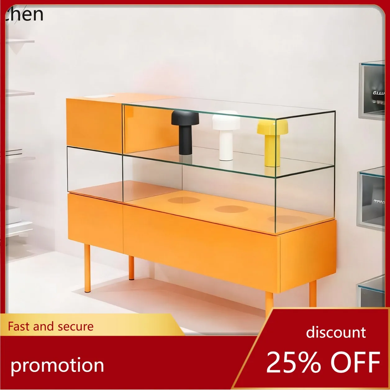 

HXL Minimalist Glass Cabinet Ornament Entryway Sideboard Wall-Mounted Integrated