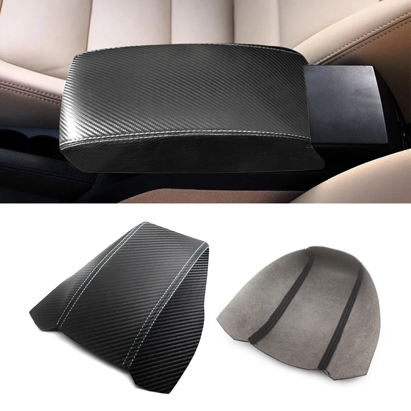 Soft Carbon Texture Leather Armrest Cover For Skoda Octavia 2007 - 2014 Car Center Control Armrest Box Skin Cover Sticker Trim