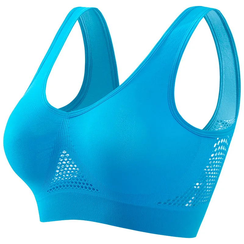 Damen Übergröße Atmungsaktiver Mesh Sport-BH Nahtlose Bügellose Unterwäsche Ohne Polster Geripptes Crop-Top Sexy Dessous S-5XL