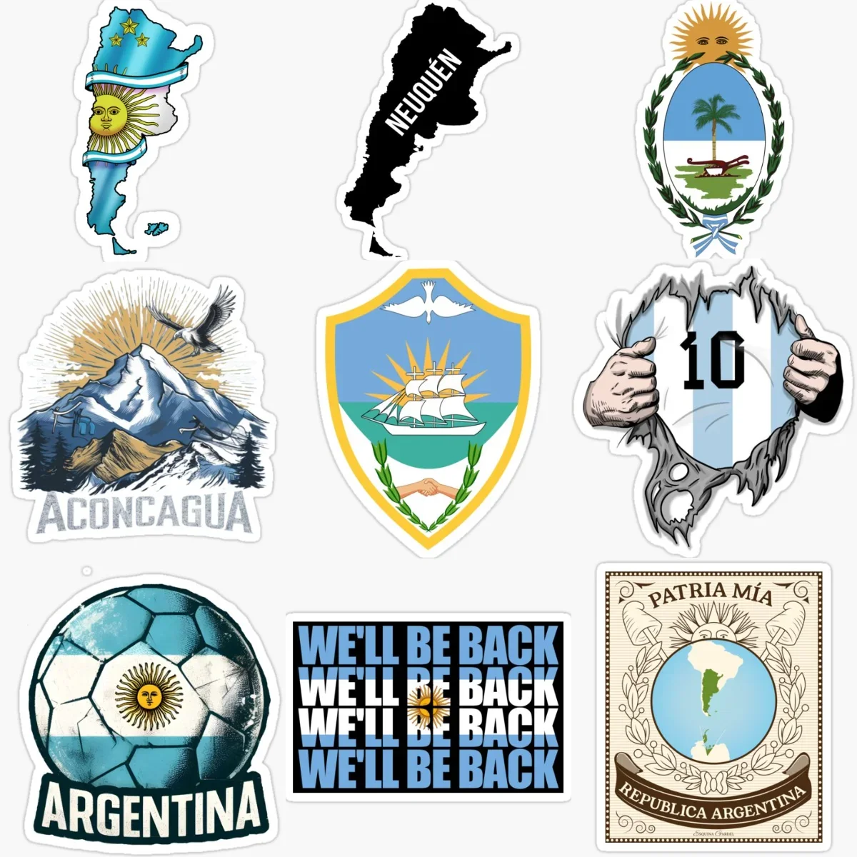 Argentina Flag Map Emblem Creative Stickers for Car Motorcycle Bicycle Helmet Wall Window Table Decoration Accessories