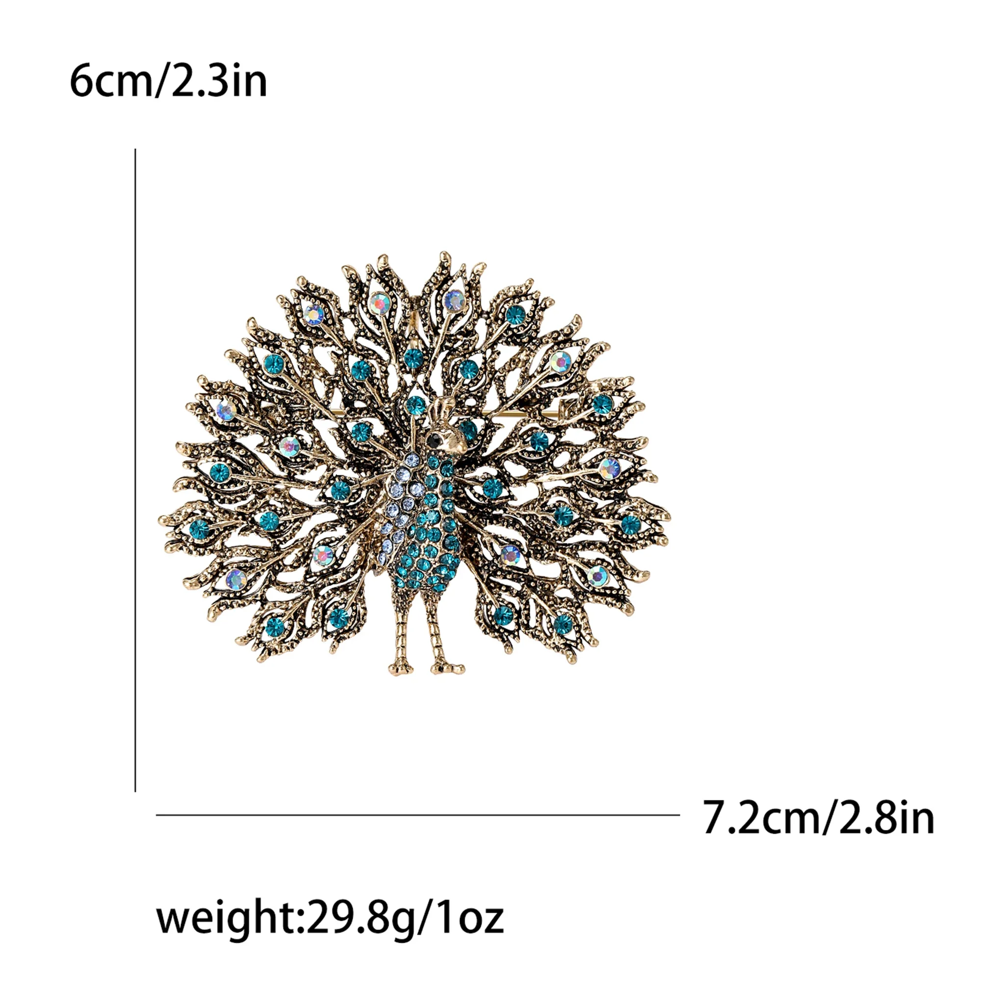 Rhinestone Colorful Large Peacock Pin for Women Unisex Shiny Glass Animal Brooches Event Party  Decoration Clothes Accessories