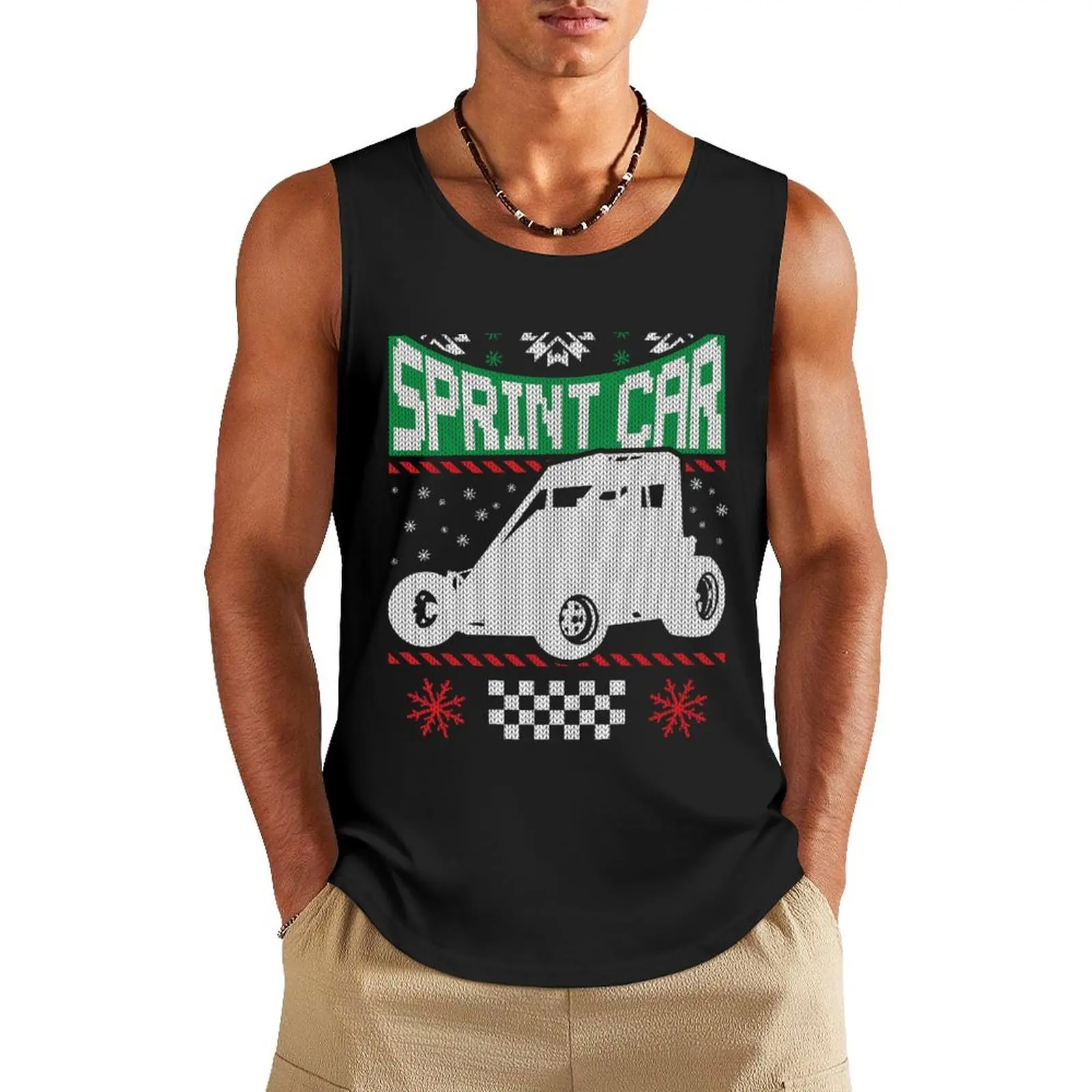 Sprint Car Racing Christmas Tank Top summer Men's tops sleeveless t-shirts for men