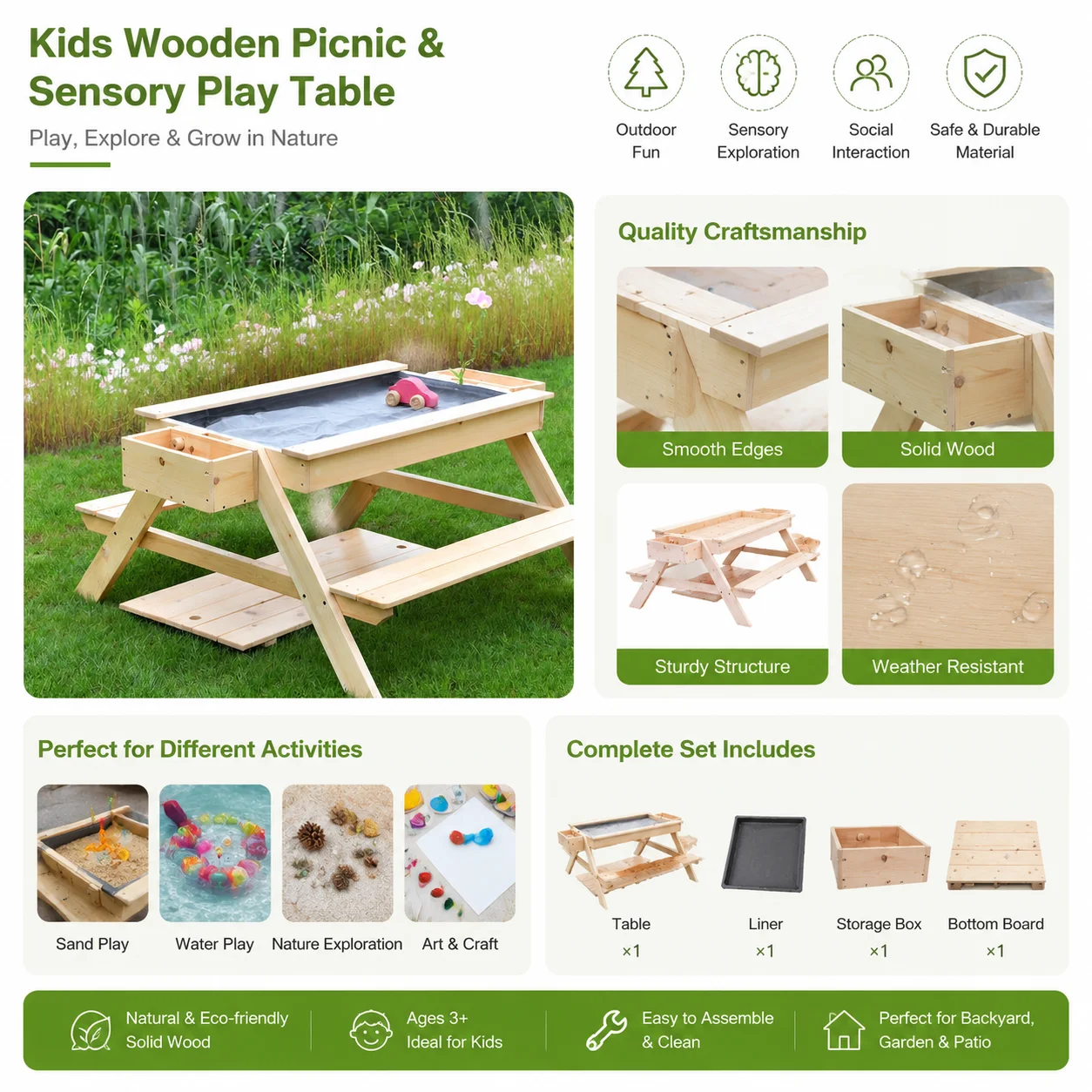 Mesa de Areia e Água de Madeir - Kids Outdoor Water Table avaliação e preço