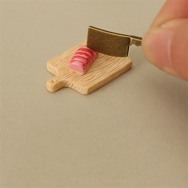 1/12 Puppenhaus Schneiden Fleischbrett Küchenmesser Set Puppenhaus Miniatur Küche Dekoration Puppenhaus Wohnaccessoires