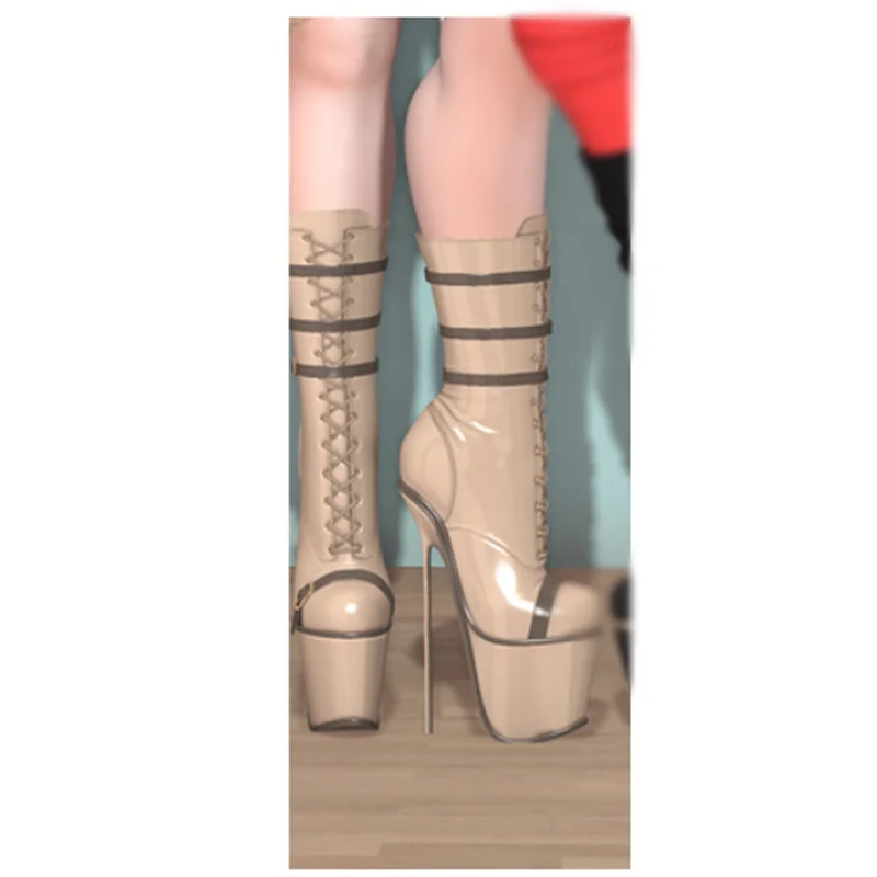 

Solid Fleece Mid Calf Boots Pointed Toe Thin High Heel Fashion Cool Sexy Winter Casual Big Size Woman Shoes Zapatillas Mujer