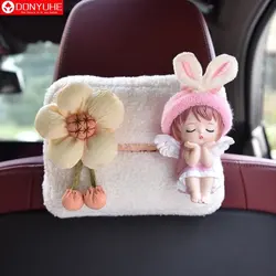 Car Tissue Box Cartoon Cute Car Chair Back Hanging Drawer Box Multifunctional Armrest Box Tissue Box Cover
