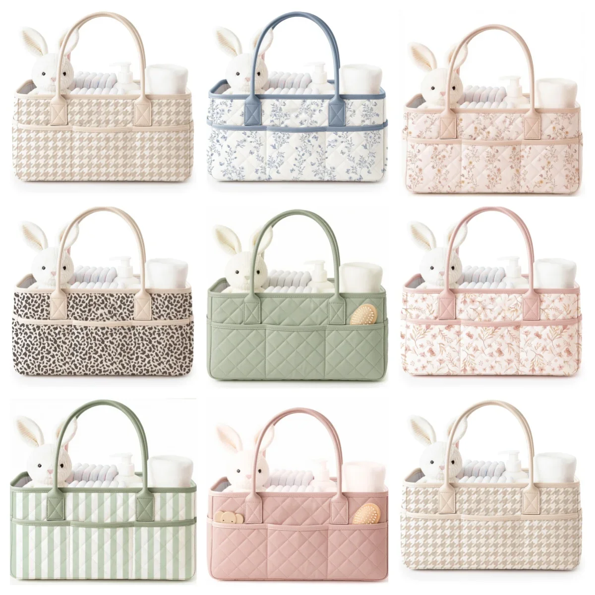 Diaper Caddy Organizer Diaper Caddy Basket with PU Leather Handles Water-Repellent Nursery Storage Basket Portable Car Organizer