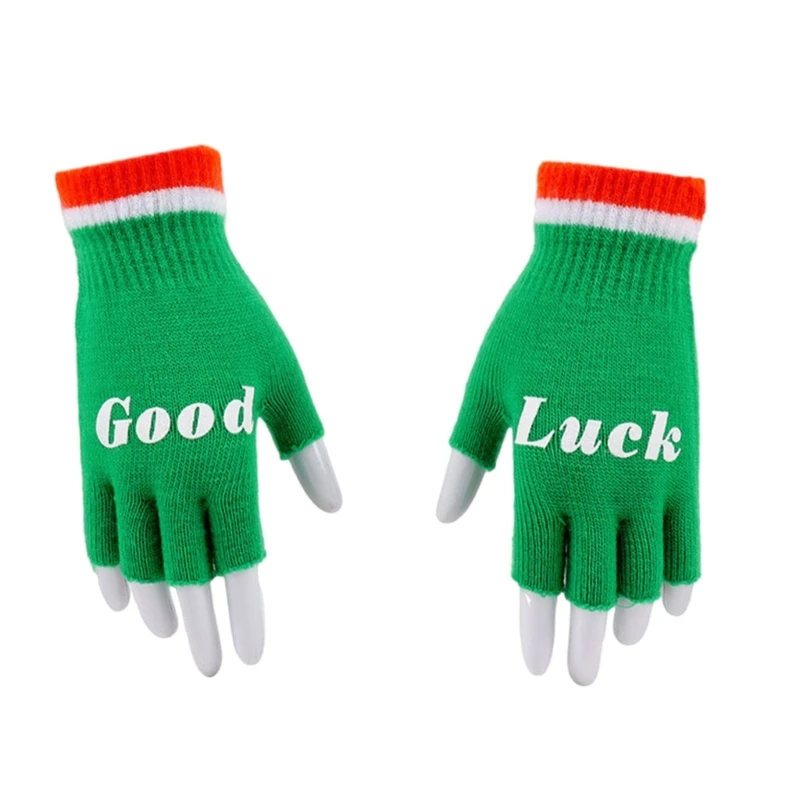 Christmas Knitted Gloves Green Warm Hand Covering for Teenagers and Students Winter Outdoor Thermal Accessories