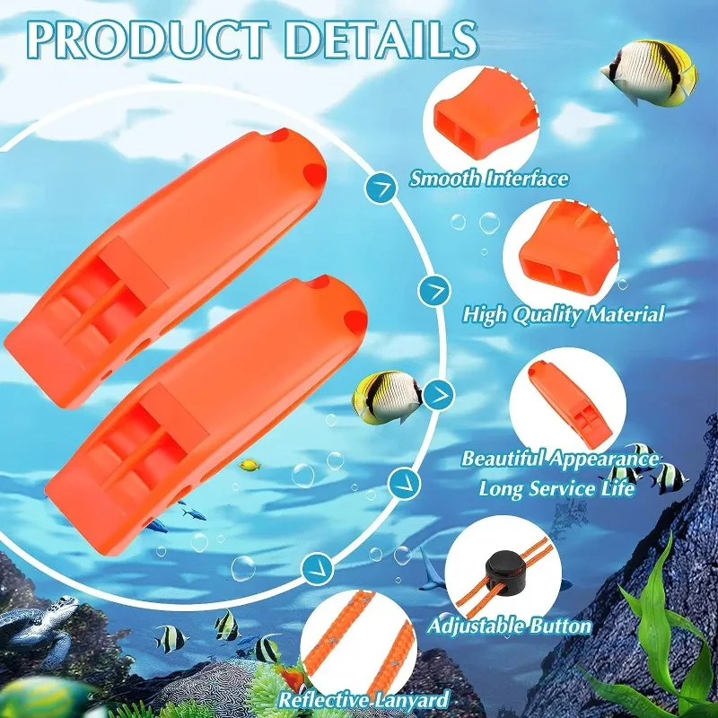 2PCS Safety Whistles Emergency Whistles with Lanyard for Kayak Life Jackets Lifeboats Fishing Boats Camping Hiking Hunting