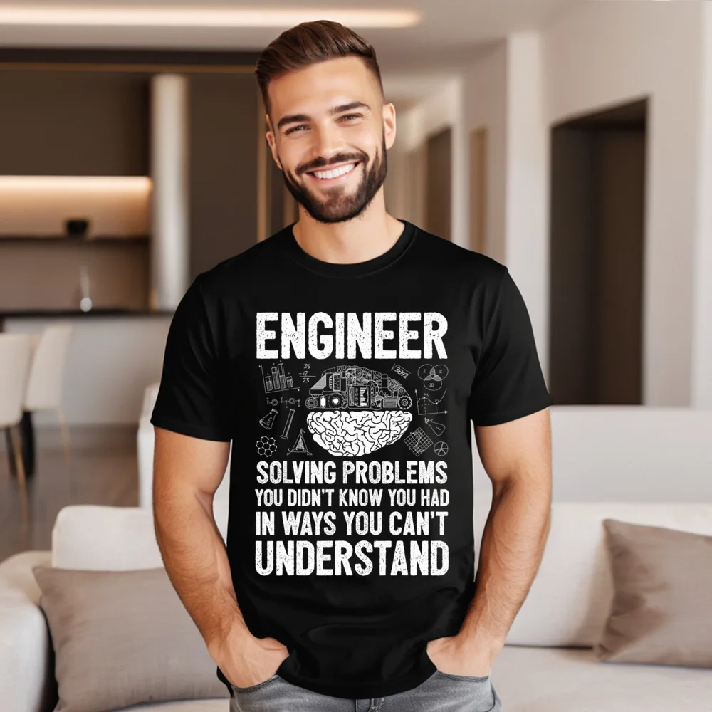 

Classic Mans T-shirts Engineer So ving Prob ems Casual Tops & Tees Christmas Cotton Fabric Round Neck Tshirts Short Sleeve