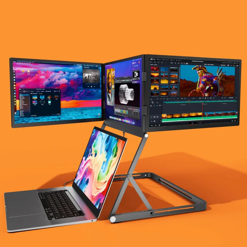 

TriCreate Triple 15.6 Inch 1080P FHD USB-C Aluminum Gaming Monitor Portable IPS Travel Monitor for Laptop for Business Use