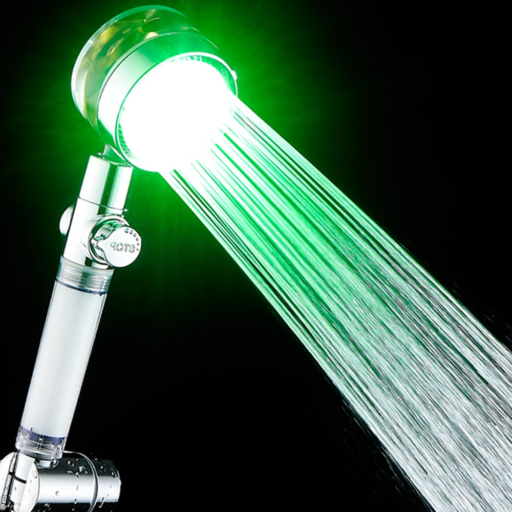 Головка для душа ванной, ручная Лейка с датчиком температуры и фильтром, 3 цветов, насадка для душа высокого давления