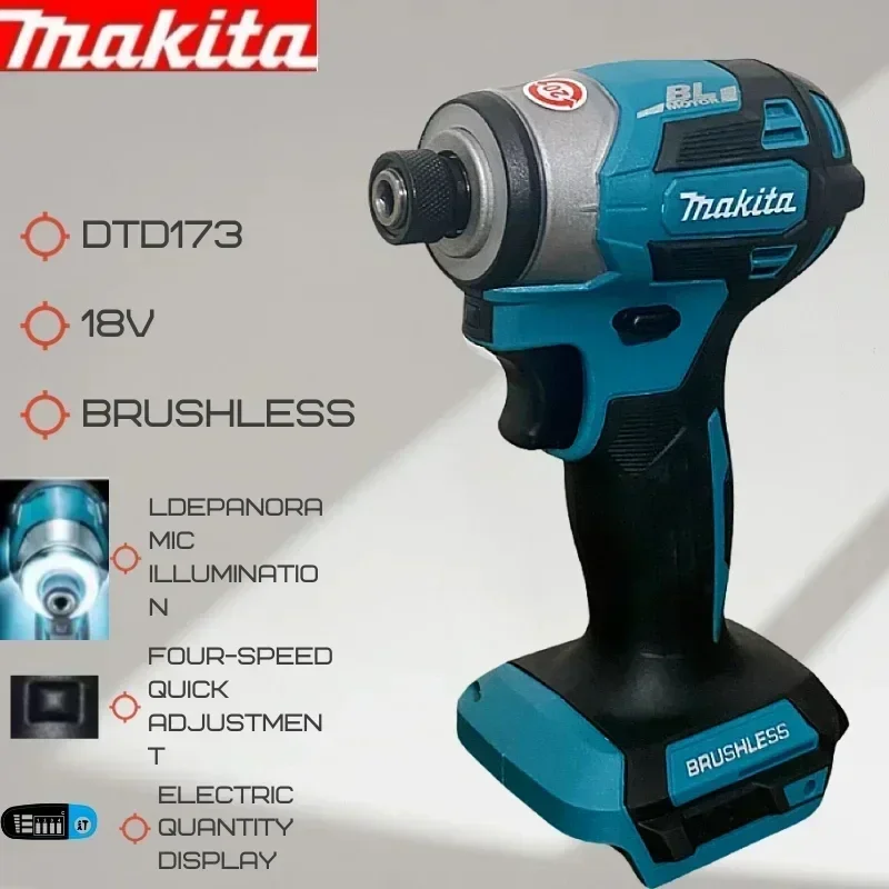 Makita-destornillador eléctrico de litio Dtd173, juego de destornilladores de impacto, taladro de mano eléctrico para el hogar, nuevo