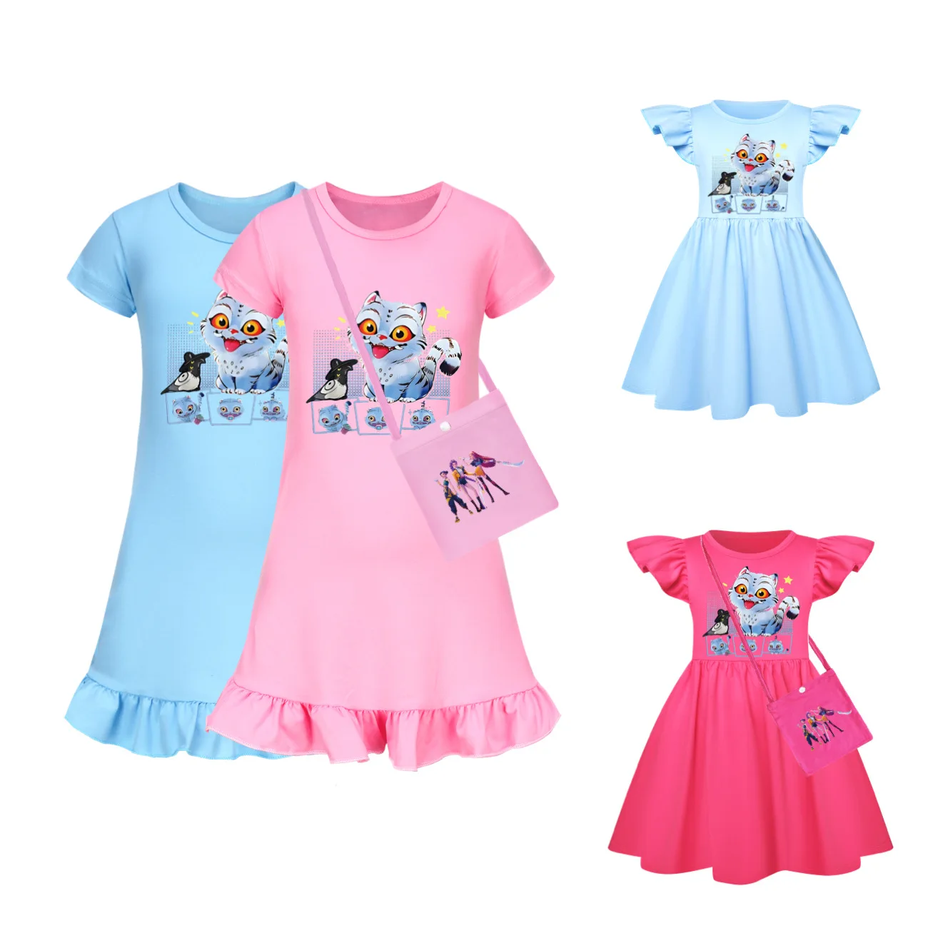 

Girls Dress New Children Clothing KPop Demon Hunters Dress Fashion Short Sleeve K-Pop Demon Hunters Fans Gift pajamas4844