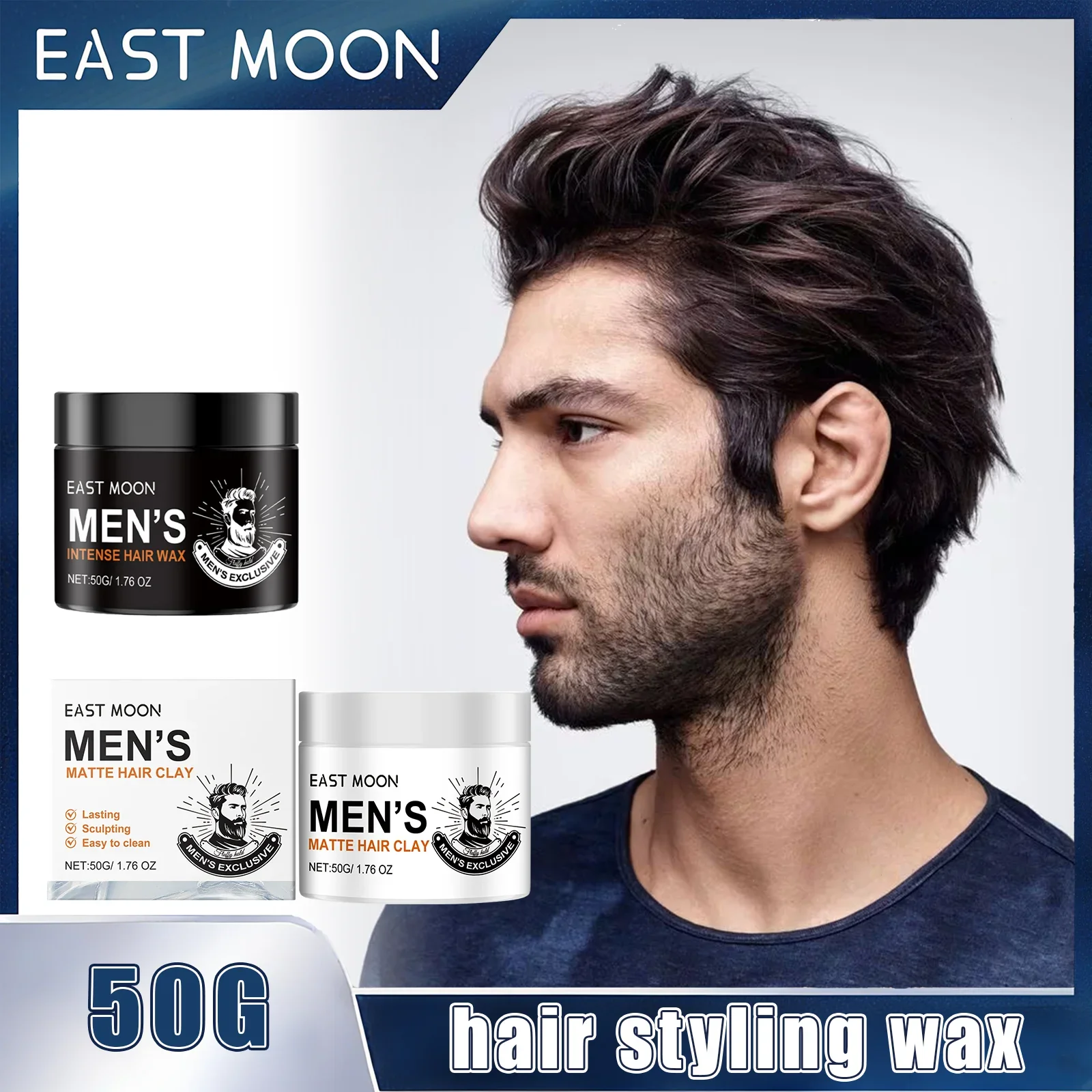 

East Moon Styling Hair Wax Men's Hair Lasting Styling Hair Wax Refreshing Fluffy Salon Keep Hair Style Hair Puff Hair Styling