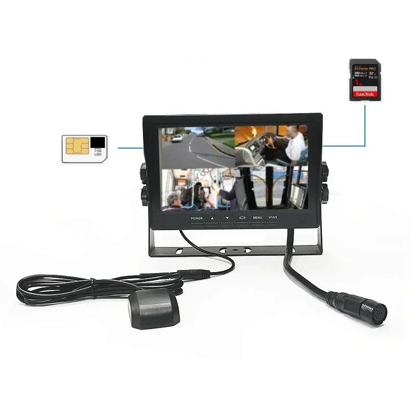 NEW Vehicle Security Remote Monitoring System 4 channel 7 inch Car Monitor Dvr 4G GPS Cameras Kit for Truck and Large Vehicle