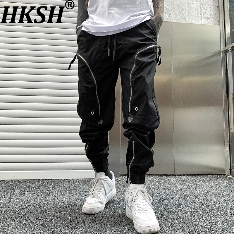 

HKSH Spring Autumn New Man Tide Trend Brand Functional Cargo Pants Zipper Jogger Loose Multi-Pocket Safari Style Techwear HK9781