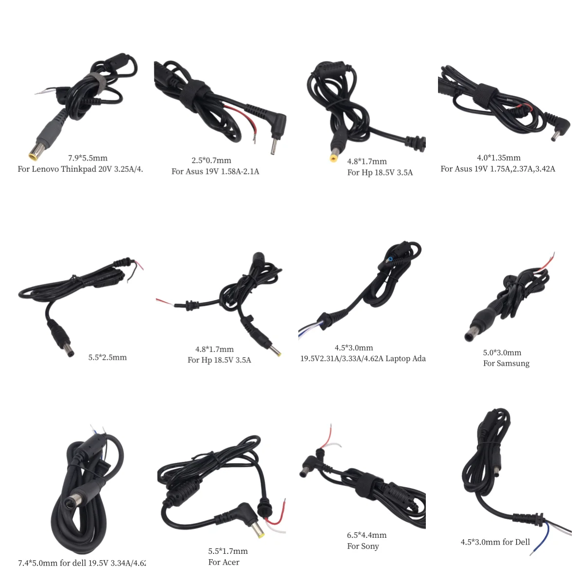 Kabel zasilający DC Złącze DC Jack Ładowarka Adapter Wtyczka Kabel zasilający do Samsung HP Dell Sony Toshiba Asus Acer Lenovo