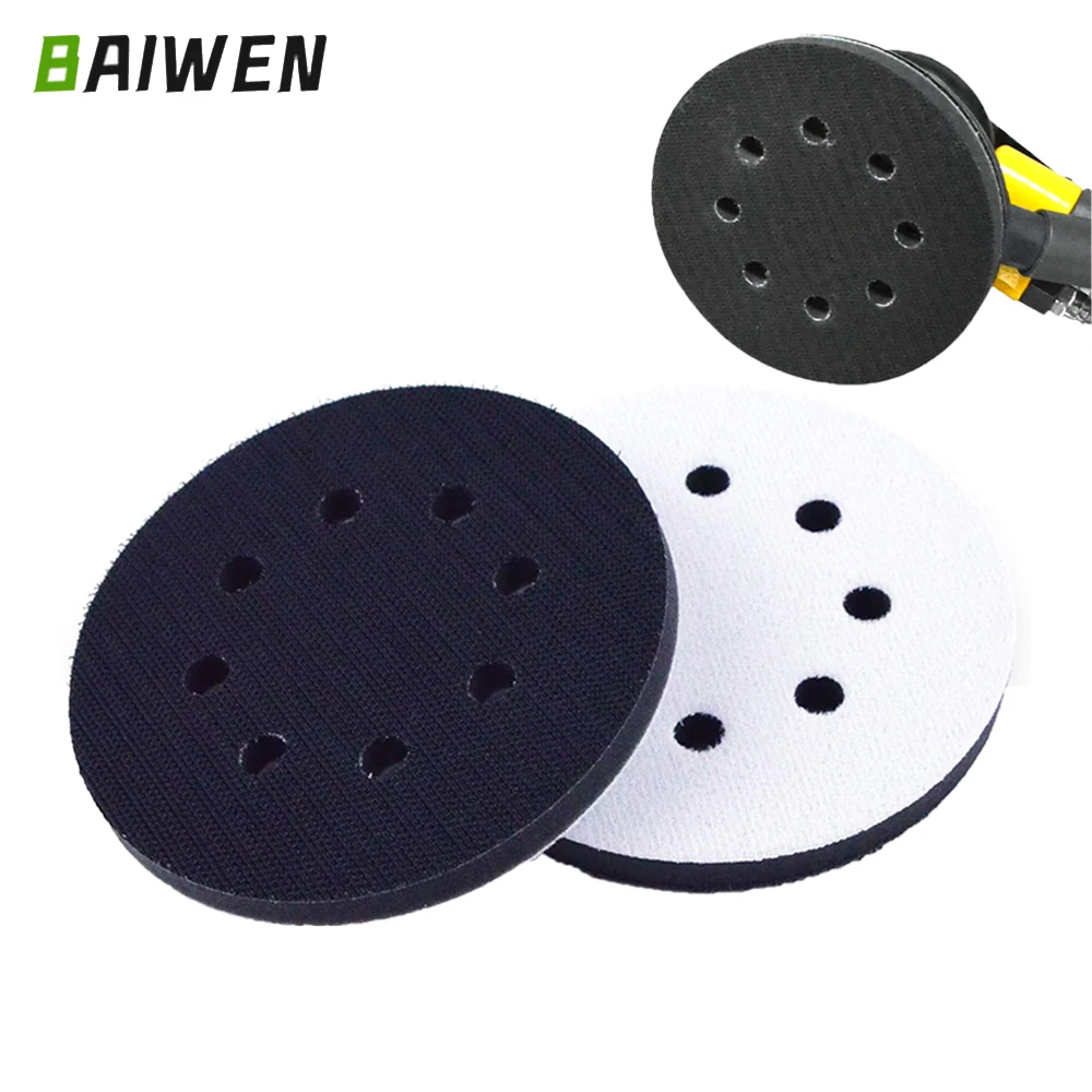 2pcs Interface Pad 5 Inch 8 Holes Hook and Loop Soft Sponge Cushion Buffer Pads for Sanding Disc Polish 125mm Sander Pads