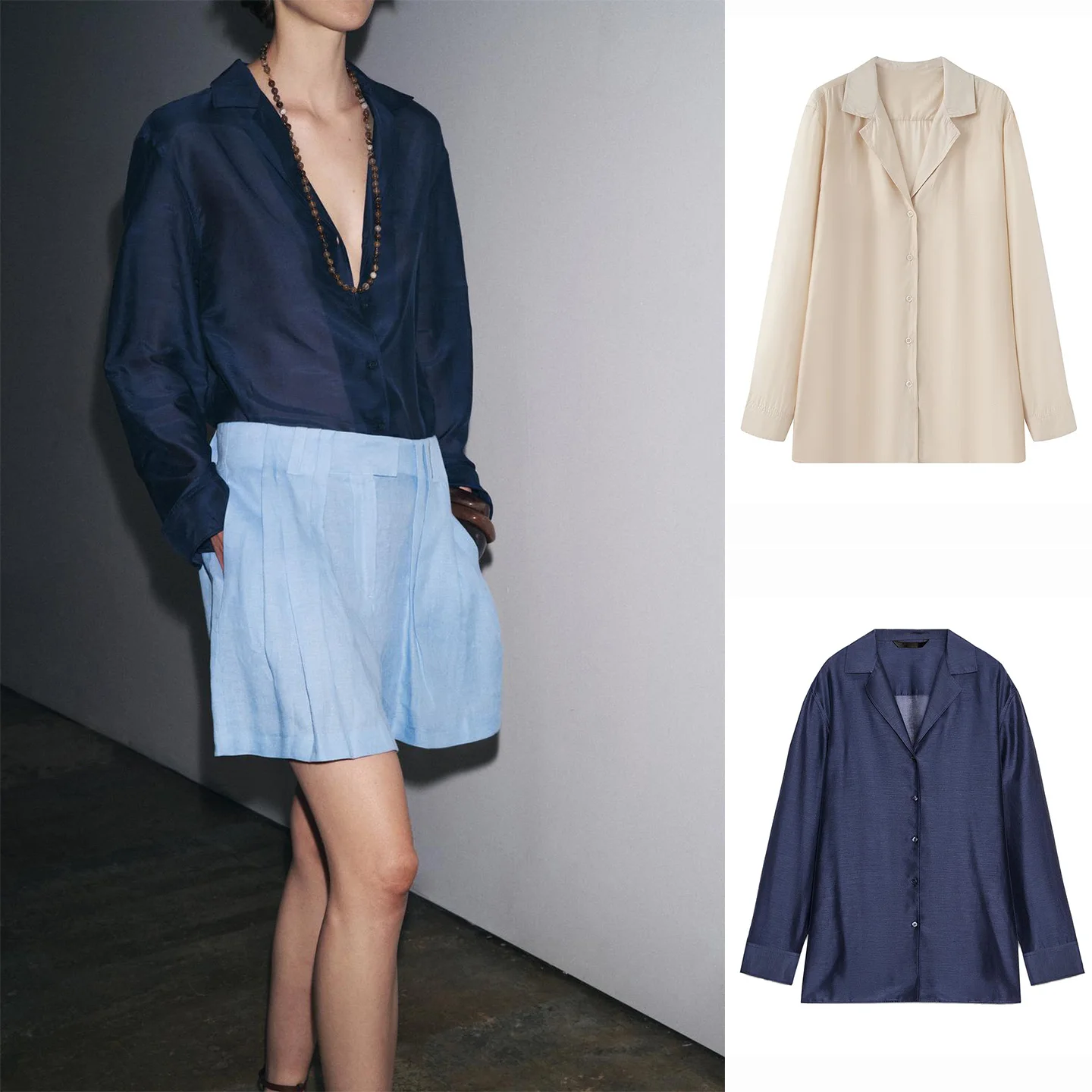 بسيطة Sle غير المتماثلة هيم طويل Sve بياقة irt للنساء الخريف Faion الأساسية الحرير العلوي ألياف البوليستر 00%