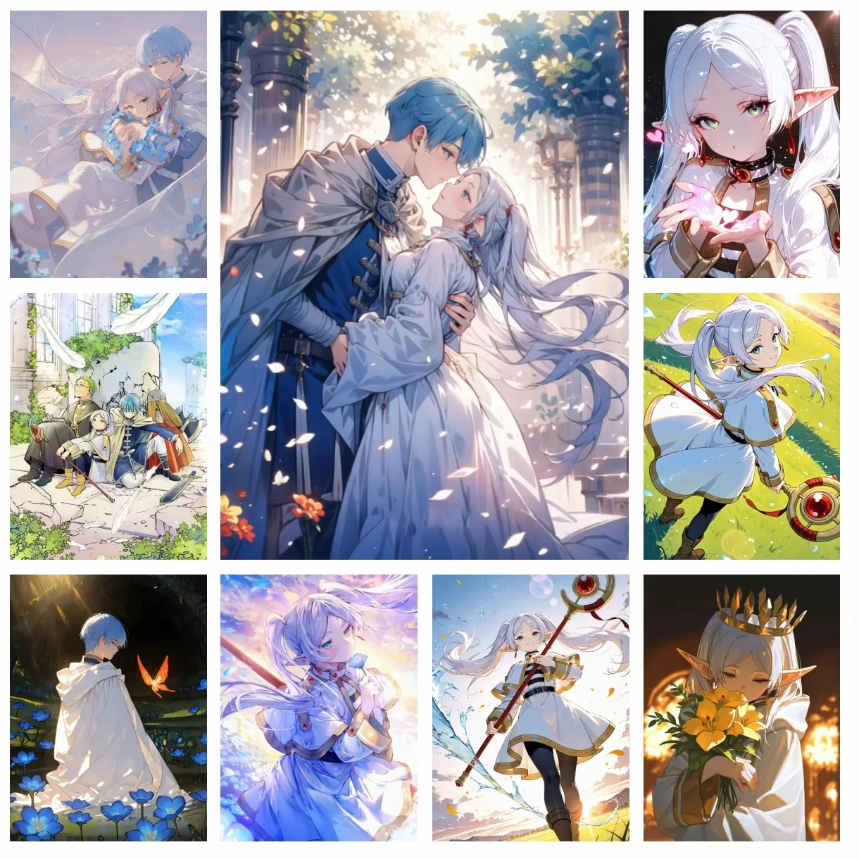 DIY Frieren Beyond Journey's End Anime Diamantmalerei Japanische Cartoon-Kreuzstich-Sets Stickerei Bild Mosaik Heimdekoration