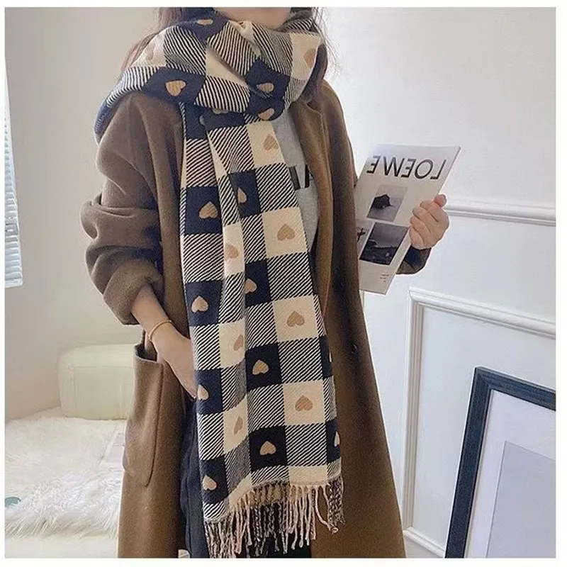 2023 New Winter Scarf Cashmere Brand Women Shawl Luxury Plaid Thick Warm Pashmina Wrap Hijab Foulard Bufanda Female Stoles