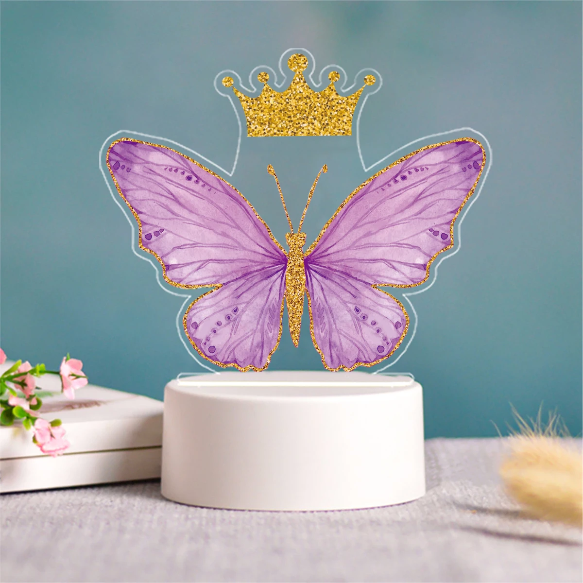 Imagem -04 - Acrílico 3d Borboleta Led Night Light Lâmpada Luminosa Colorida Festa de Aniversário Decorativa Decoração do Quarto das Crianças Home Supplies 1pc