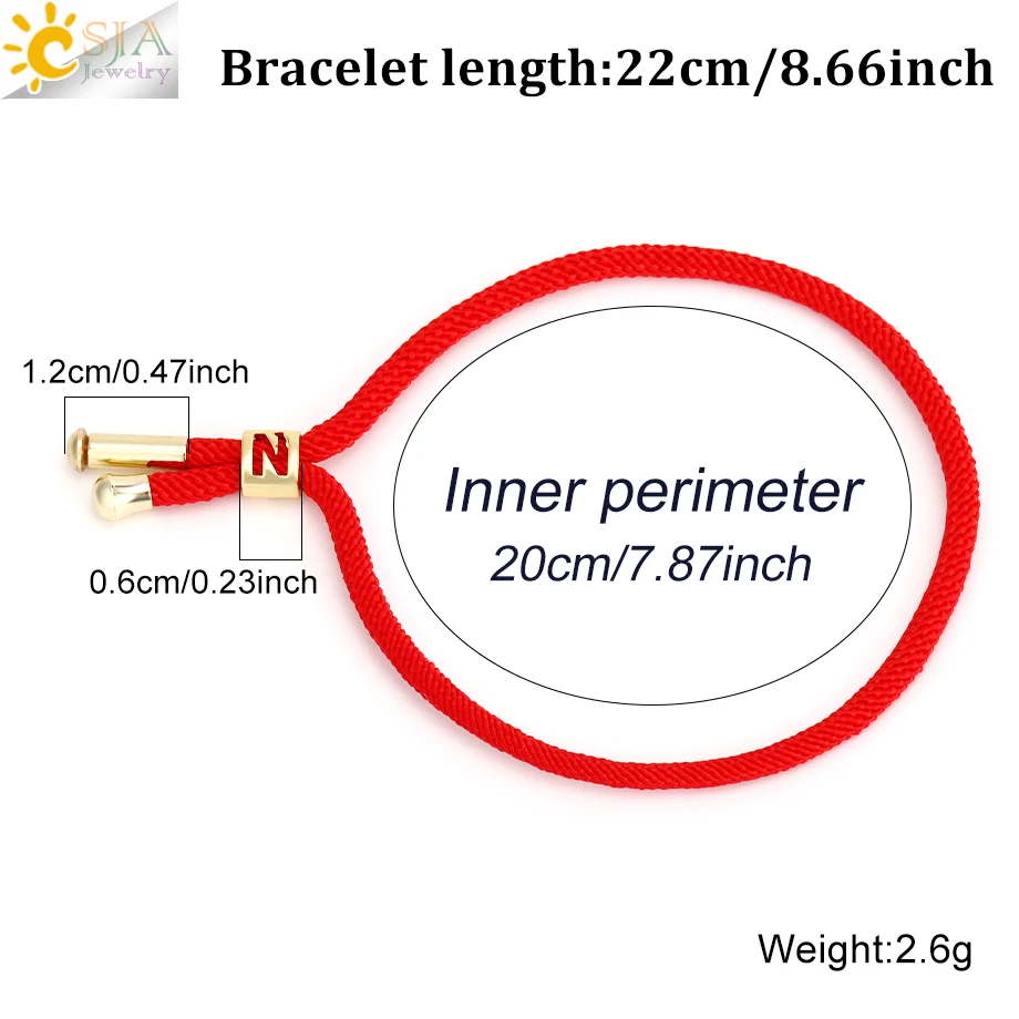 Initial Letter Rope Bracelet for Men Luxury Gold Color Heart Charm Bracelet Lucky Red Black White Adjustable Couple Gift  H444