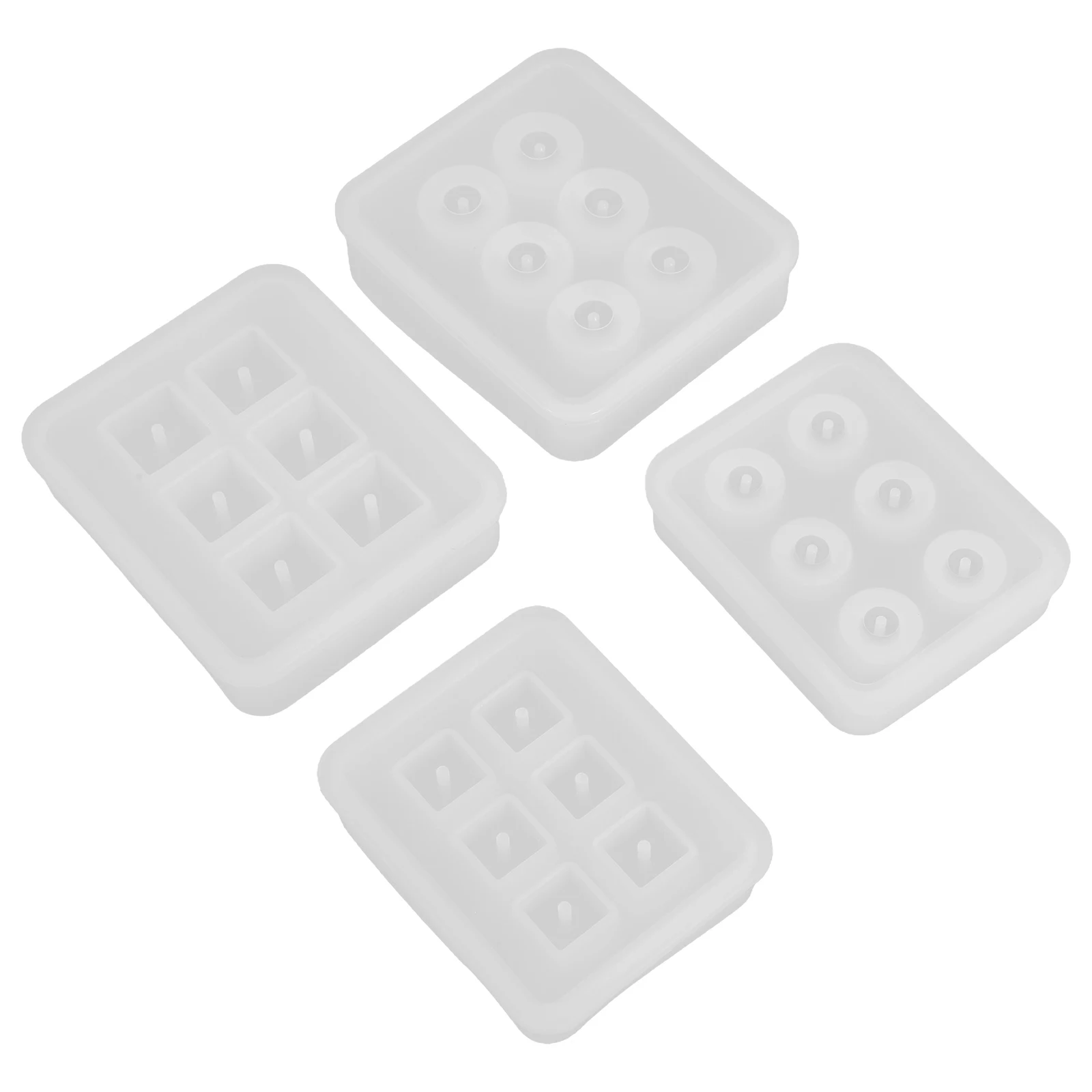 

4 Pcs Ice Tray DIY Silicone Mold Resin Earrings Square Head Necklace Pendant Mould Epoxy Casting Molds Transparent Bead Charm