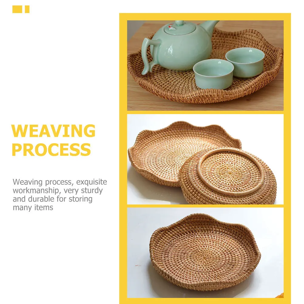 

Rattan Woven Basket Sundries Storage Creative Fruit Holder Natural Rustic Design for Living Room Kitchen Hotel Gift