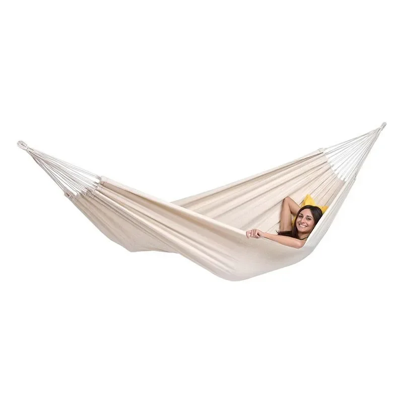 White Canvas Hammock Outdoor Camping Swing Seaside Leisure Travel Garden Decoration  2 People