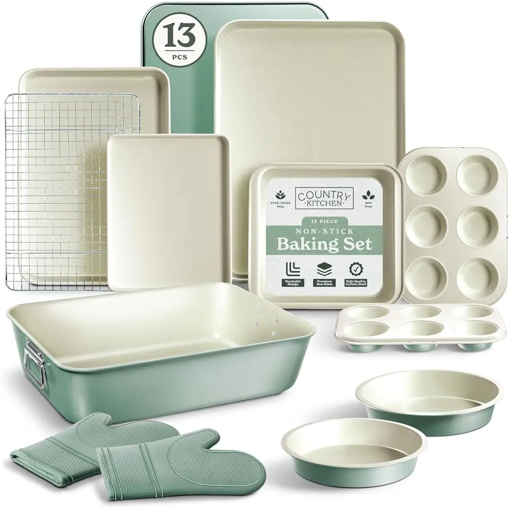 

Набор антипригарной посуды для выпечки, складной, премиум-класса, сверхпрочный, долговечный, с легким извлечением, 13 предметов с ручками