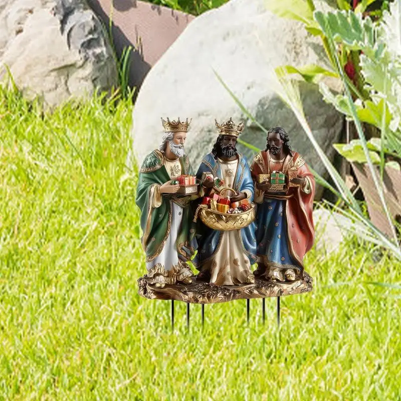  Christmas Garden Decorative Stakes Nativity Scene Garden Stakes Acrylic 2D Yard Art Waterproof Pathway Decorations