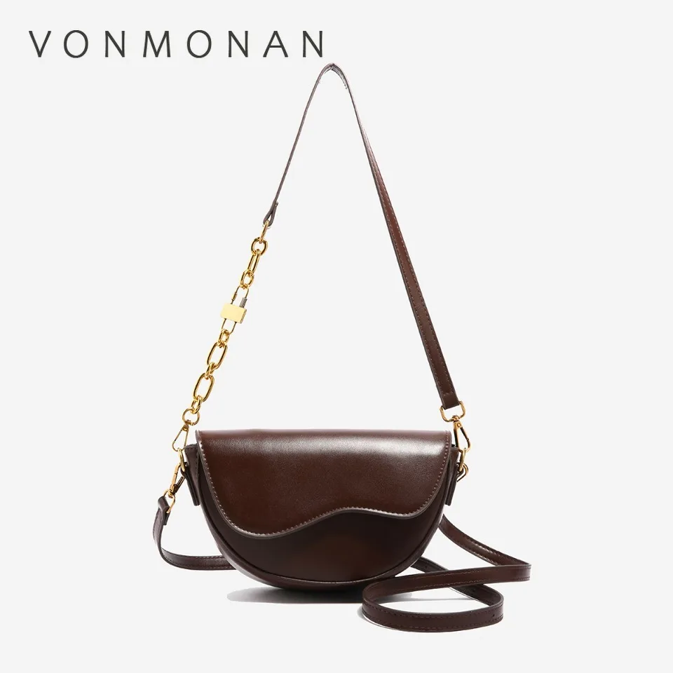 

Carrying Sac Solid Color Small Saddle Shoulder Underarm Bag Fashion PU Leather Chain Strap Phone Crossbody Bags for Women New