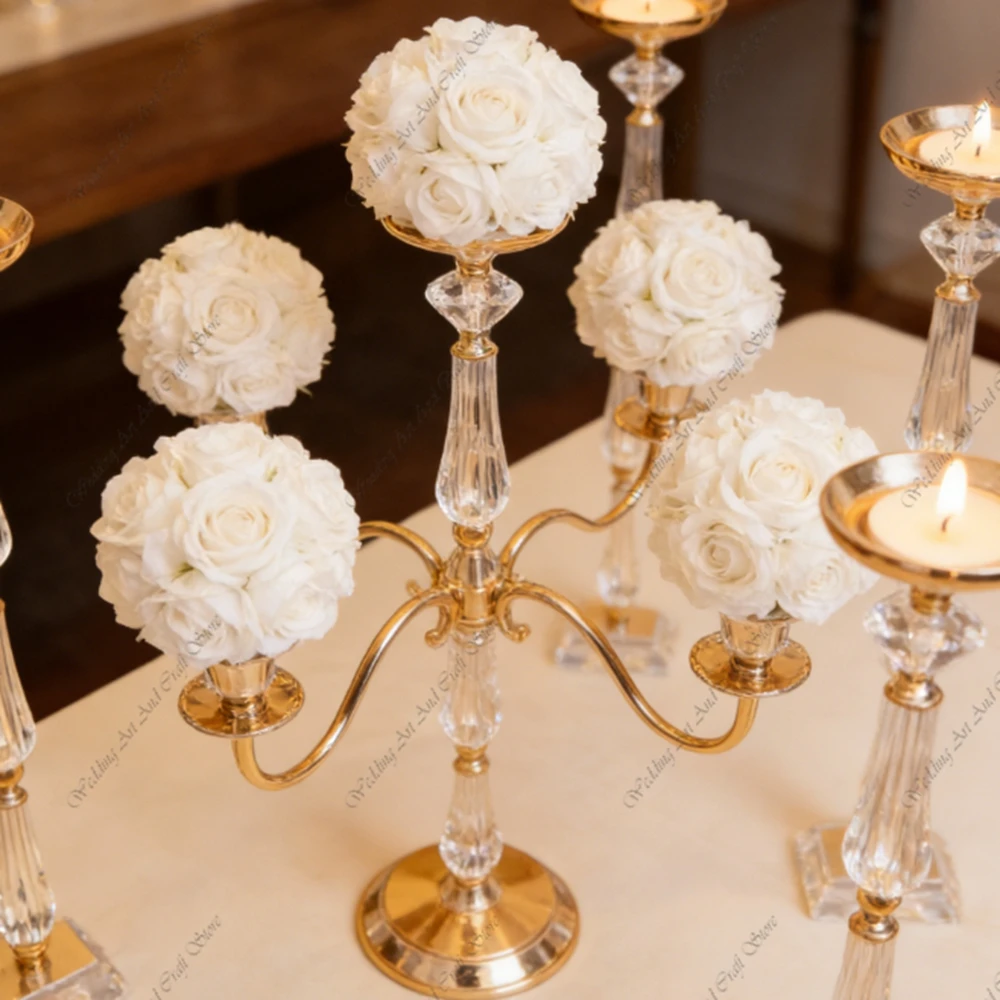 80cm tall 5/ 10pcs New Design Handicraft Wedding Centerpiece Acrylic 5-Arms Candelabra Candle Stand flower stand centerpieces