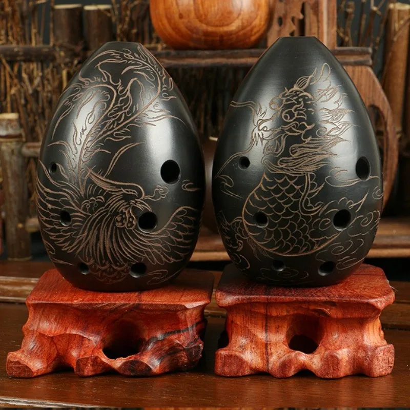 8 Holes Ocarina Black Portable Ceramic Xun Adult Children Beginners Playing Ocarinas Professional Ethnic Musical Instrument Xun