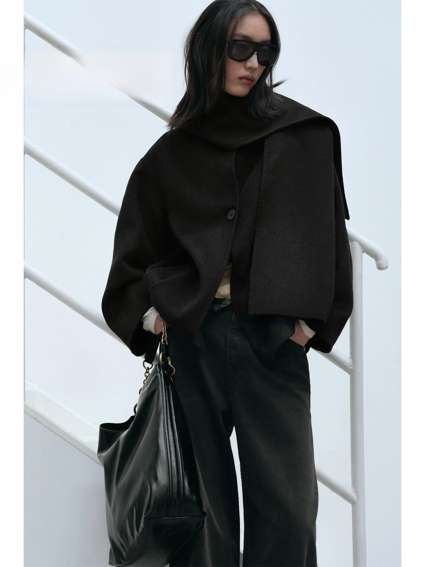 

Spring 2026 Faionable Unique ort Mixed Fiber Scarf for Women Casual Sle Woolen Coat High Quali ort Length Design