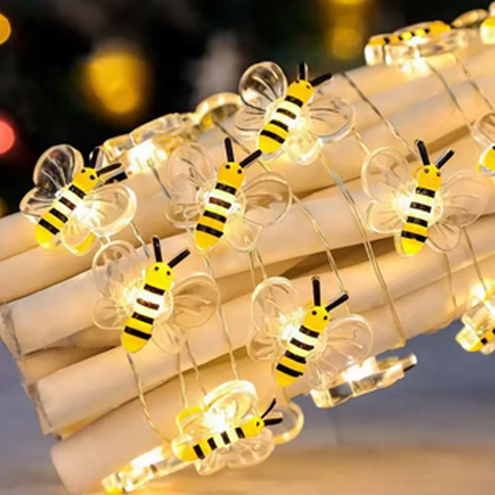 

2M 3M Battery Operated Bee String Lights for Bedroom Plants Patios Party Wedding Xmas Decorative Lighting Festival-themed lights
