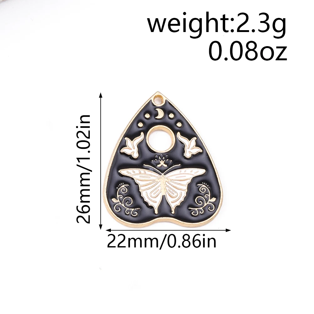 Tusember 10 Stück süße Emaille-Tarot-Karten-Charms für Schmuckherstellung, DIY, Todesschlange, Totenkopf, Herz-Anhänger, Halsketten, Armbänder, Basteln – Detail 13