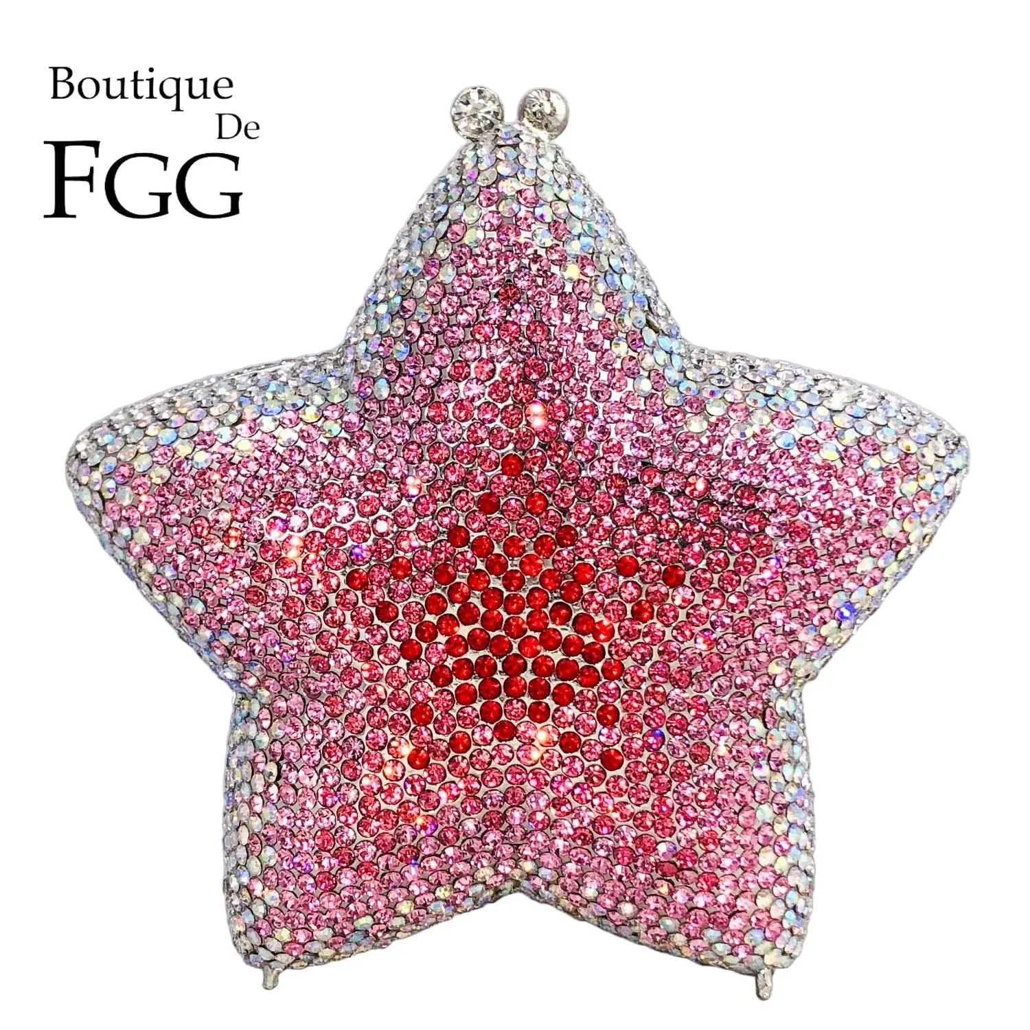 

Boutique De FGG Novelty Star Rhinestone Clutch Purses for Women Formal, Mini Crystal Evening Bags, Party Hardcase Clutch Handbag