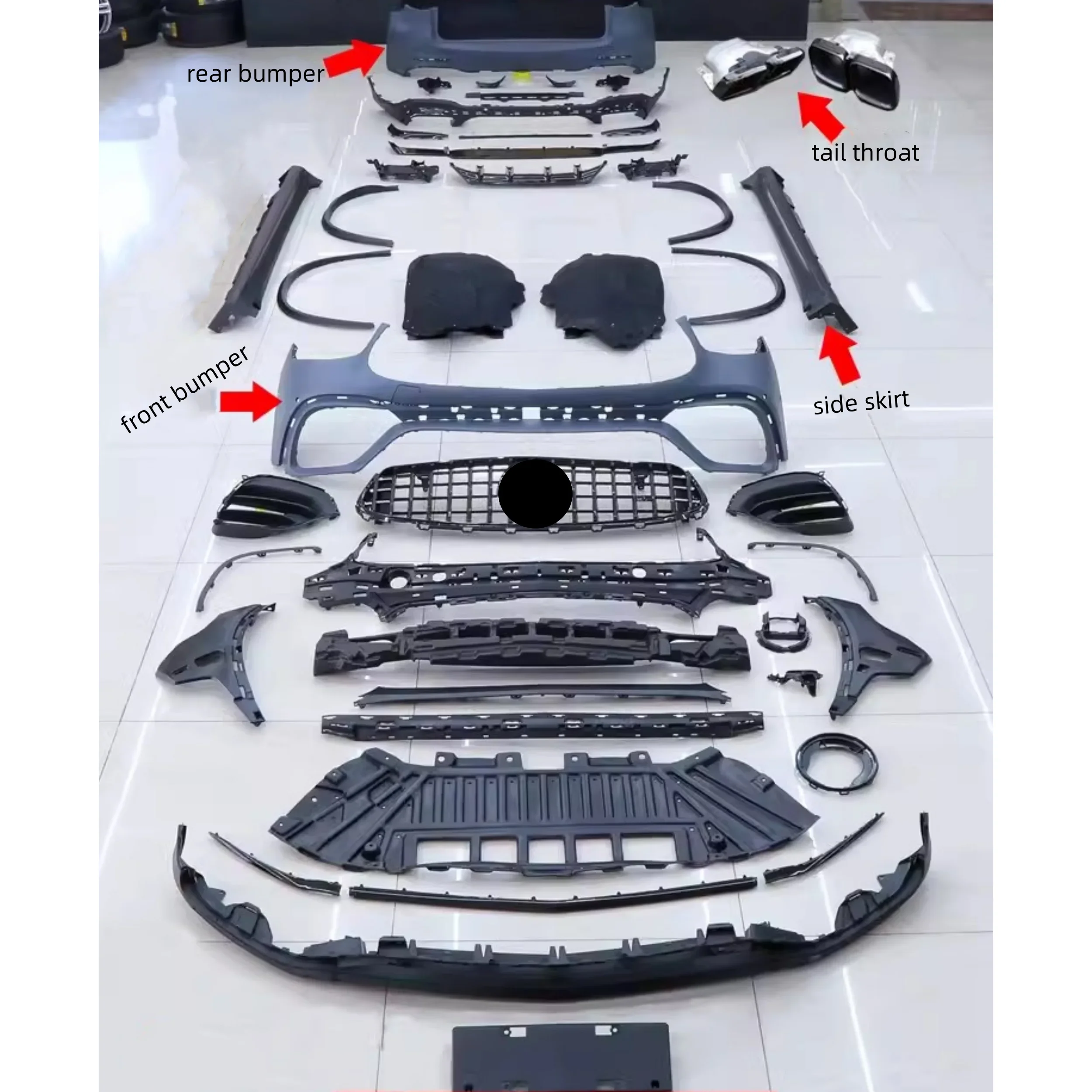 

Body kit for Mercedes-Benz GLC43 260L 300L modified GLC63s Front bumper Rear bumper Side skirt Wheel eyebrows Grill