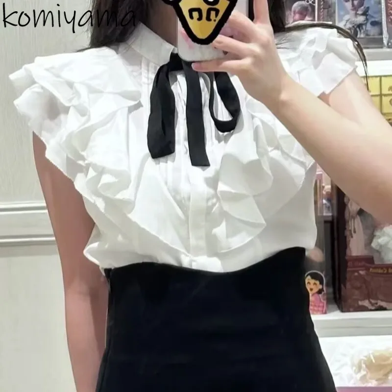 

Ruffles Flying Sleeve Ropa De Mujer Japanese Blusas Bow Lace-Up Woman 2025 Shirts Blouses Elegant Moda New Camisas Clothing