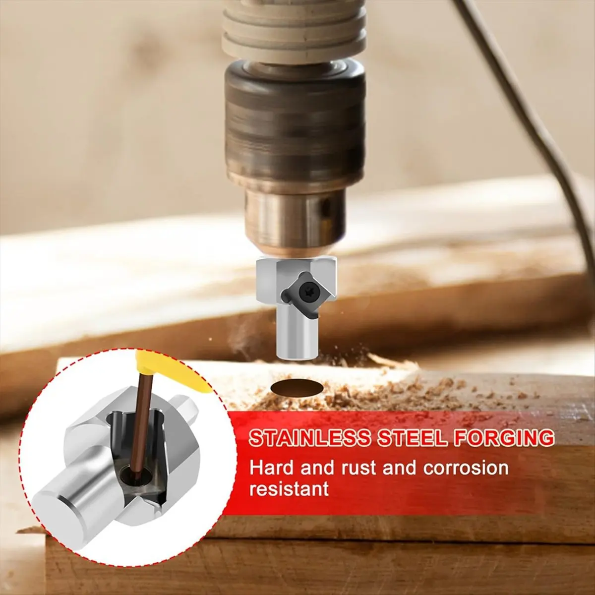 Woodworking 19mm Bench Dog Hole Chamfer Reamer Tool, Deburring Drill Bit,for Standard Electric…