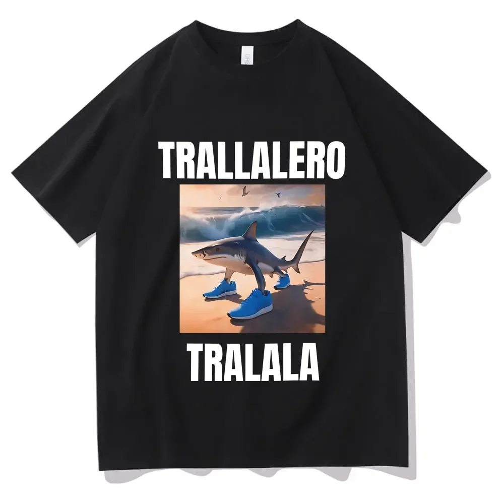 

Tralalero Tralala Fun Shark Shoes Meme T-shirt Summer Women's Humorous Short Sleeve Round Neck T-shirt Gothic Retro T-shirt
