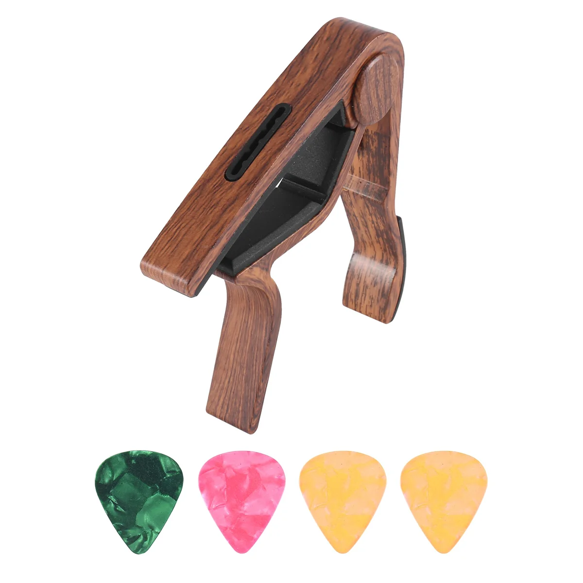 Gitaar Capo Met Pick-Houder En 4 Gitaar Plectrums Voor Akoestische Elektrische Gitaar Ukelele Mandoline Banjo