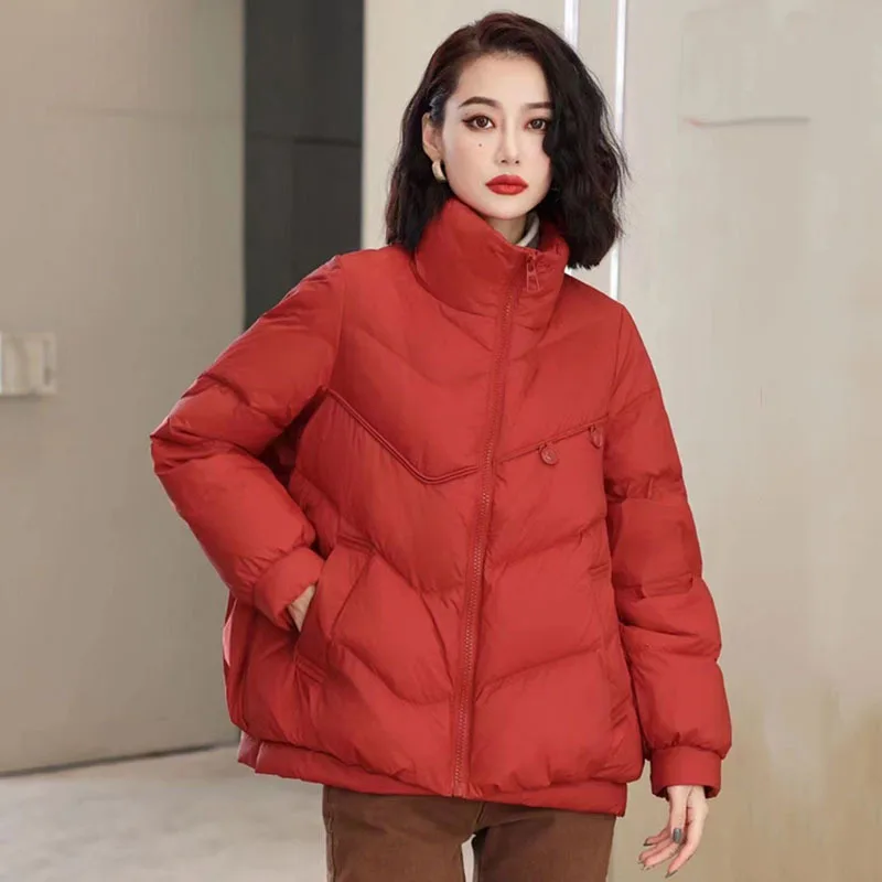 2025年冬 韓国製 レディース 暖かいホワイトダックダウンジャケット ファッション ルーズ スノーパーカー レディース カジュアル クラシック ラグジュアリーコート